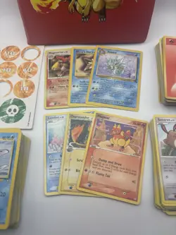 Vintage Pokemon Cards Lot w/ Binder & Tokens 60+ Cards Fossil Rocket Gym Leader - Image 4