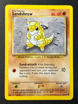 Sandshrew 62/102 4th Print Base Set - Common Pokemon Card - WOTC Near Mint - Image 1