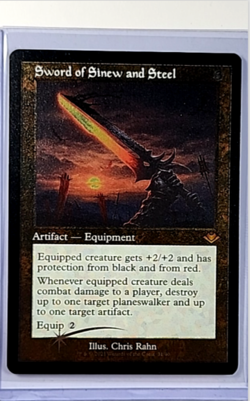 MTG Magic The Gathering Modern Horizons Foil Etched #31 Sword of Sinew and Steel - Image 1