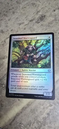 Seasoned Warrenguard Bloomburrow Foil Creature Rabbit Warrior Uncommon MTG NM - Image 1
