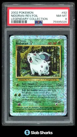 2002 POKEMON LEGENDARY COLLECTION #82/110 NIDORAN REVERSE HOLO PSA 8 - Image 1