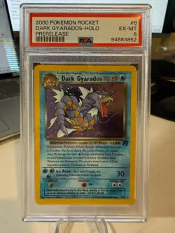 2000 Pokemon Rocket Prerelease #8 Dark Gyarados Holo PSA 6 - Image 1