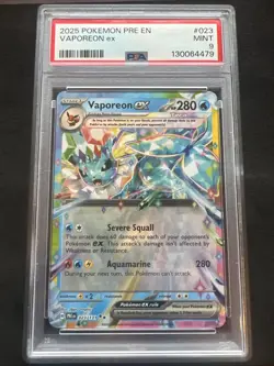 2025 Pokemon SV Prismatic Evolutions Vaporeon ex #023/131 PSA 9 #023 PRE - Image 1
