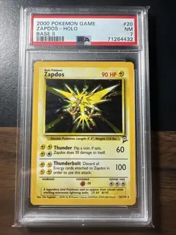 PSA 7 ZAPDOS HOLO 20/130 BASE SET 2 POKEMON 2000 ENGLISH - Image 1