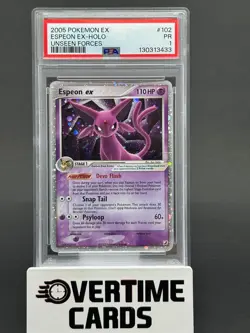 2005 Pokemon EX Unseen Forces Espeon EX Holo Foil 102/115 PSA 1 PR - Image 1