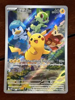 Pokemon Paldea Evolved Promo Pikachu 027 Black Star Holo Illustration Rare - Image 1