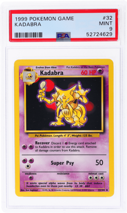 1999 Pokemon Base Set Kadabra #32 PSA 9 - Image 1