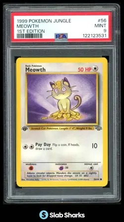1999 POKEMON JUNGLE 1ST EDITION #56/64 MEOWTH PSA 9 - Image 1