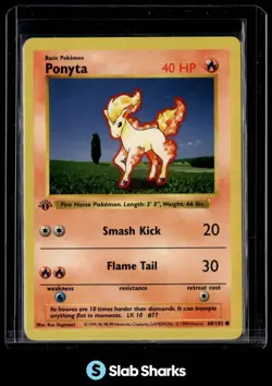 1999 POKEMON SET 1ST EDITION BASE SET SHADOWLESS #60/102 PONYTA - Image 1