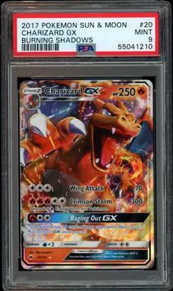 2017 POKEMON SUN & MOON BURNING SHADOWS #20/147 CHARIZARD GX HOLO RARE PSA 9 - Image 1