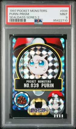 Jigglypuff Pokemon 1997 Prism Bandai Sealdass Series 2 Japanese #039 PSA 9 - Image 1