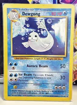 Pokemon Vintage Base Set TCG Common Card - Dewgong (25/102) - Image 1