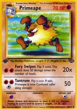 Moderately Played, English - 1 x Pokemon Primeape - 43/64 - Uncommon - 1st Editi - Image 1