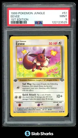 1999 POKEMON JUNGLE 1ST EDITION #51/64 EEVEE PSA 9 - Image 1