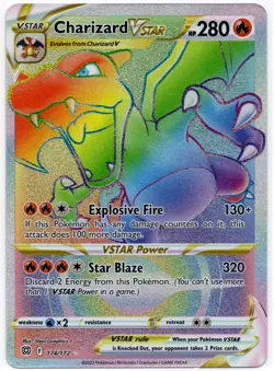 Pokemon - Brilliant Stars Rainbow Rare Secret Charizard VSTAR 174/172 NM - Image 1