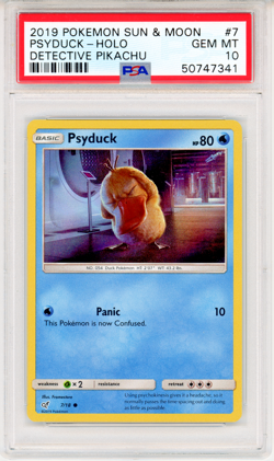 2019 Pokemon Sun & Moon Psyduck - Holo Detective Pikachu - PSA 10 - #7 Genuine - Image 1