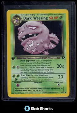 2000 POKEMON TEAM ROCKET 1ST EDITION #14/82 DARK WEEZING HOLO - Image 1