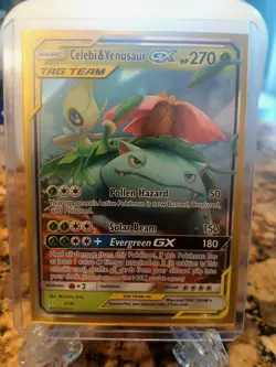 Pokemon TCG Celebi & Venusaur GX Holo Ultra Rare Card Team Up 1/181 NM - Image 1