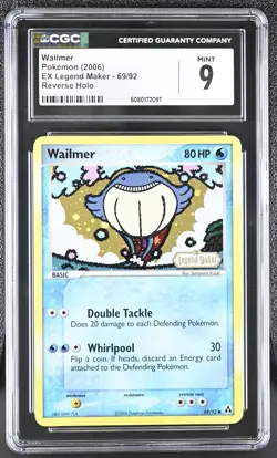 CGC 9 MINT Wailmer 2006 EX Legend Maker 69/92 Reverse Holo Stamped Pokemon Card - Image 1