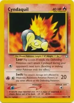 Cyndaquil 56/111 Neo Genesis Pokemon Card MP - Image 1