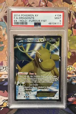 PSA 9 Pokemon Card Dragonite EX Full Art 108/111 Furious Fists MINT - Image 1