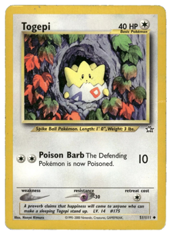 Togepi 51/111 Neo Genesis Pokemon Card LP - Image 1