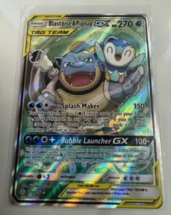 Pokemon Blastoise & Piplup GX Alternate Full Art Holo Card 215/236 - Image 1