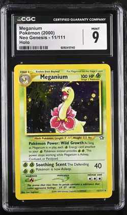 CGC 9 MINT Meganium 2000 Neo Genesis 11/111 Holo Pokemon Card - Image 1