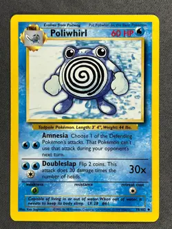 Poliwhirl 38/102 Base Set Series UNCOMMON Basic Stage 1 POKEMON CARD 1999 - NM - Image 1