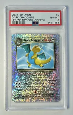 2002 Pokemon Legendary Collection Reverse Foil #5/110 Dark Dragonite PSA 8 NM-MT - Image 1