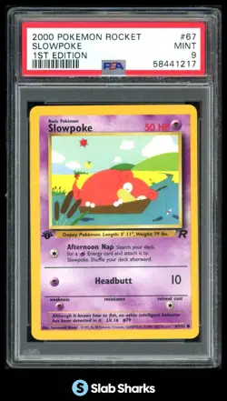 2000 POKEMON TEAM ROCKET 1ST EDITION #67/82 SLOWPOKE PSA 9 - Image 1