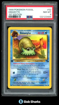1999 POKEMON FOSSIL 1ST EDITION #52/62 OMANYTE PSA 8 - Image 1