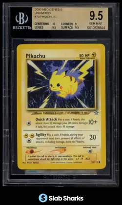 2000 POKEMON NEO GENESIS UNLIMITED #70/111 PIKACHU BGS 9.5 - Image 1