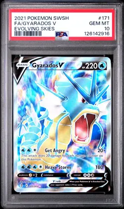 2021 Pokemon Sword & Shield Evolving Skies GYARADOS V #171 Full Art PSA 10 Gem?? - Image 3