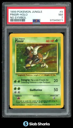 1999 POKEMON JUNGLE #9/64 PINSIR HOLO NO SYMBOL PSA 7 - Image 1