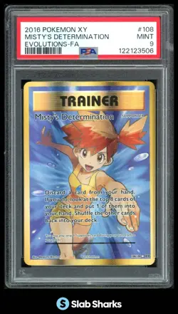 2016 POKEMON XY EVOLUTIONS #108/108 MISTY'S DETERMINATION FULL ART PSA 9 - Image 1