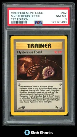 1999 POKEMON FOSSIL 1ST EDITION #62/62 MYSTERIOUS PSA 8 - Image 1