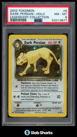 2002 POKEMON LEGENDARY COLLECTION #6/110 DARK PERSIAN HOLO PSA 8 - Image 1