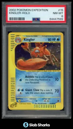 2002 POKEMON EXPEDITION SET #15/165 KINGLER HOLO PSA 8 - Image 1