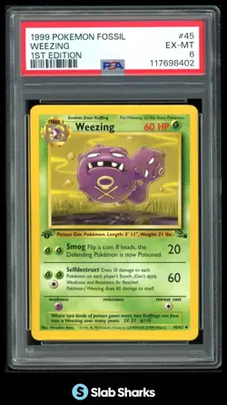 1999 POKEMON FOSSIL 1ST EDITION #45/62 WEEZING PSA 6 - Image 1