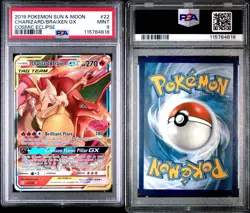 2019 Pokemon Sun and Moon Cosmic Eclipse Charizard Braixen Tag Team GX PSA 9 #22 - Image 3