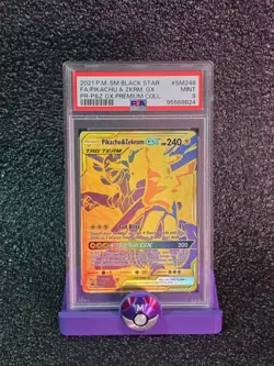 2021 POKEMON SM BLACK STAR PROMO #SM248 FULL ART/PIKACHU & ZEKROM GX PSA 9 - Image 1