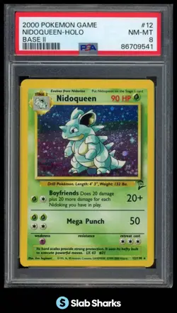 2000 POKEMON BASE SET 2 #12/130 NIDOQUEEN HOLO PSA 8 - Image 1