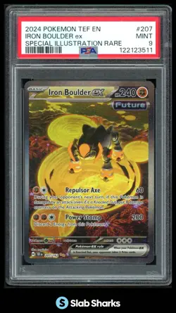 2024 POKEMON TEF EN #207/162 IRON BOULDER EX SPECIAL ILLUSTRATION RARE PSA 9 - Image 1