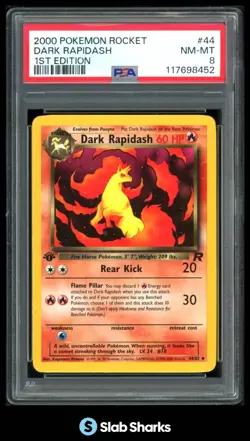 2000 POKEMON TEAM ROCKET 1ST EDITION #44/82 DARK RAPIDASH PSA 8 - Image 1