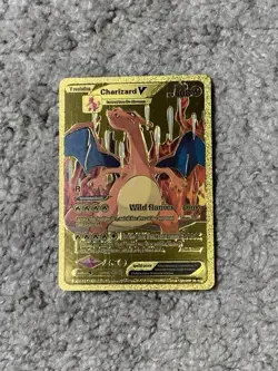 Pokemon Charizard V HP508 Wild Flames Rare Gold Accent Foil Fan Art Cards - Image 1