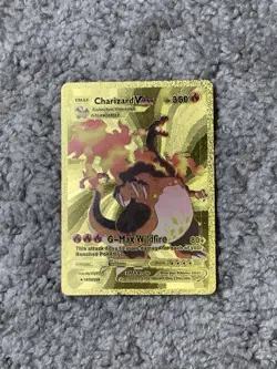 Pokemon Charizard VMax HP350 G-Max Wildfire Rare Gold Accent Foil Fan Art Cards - Image 1