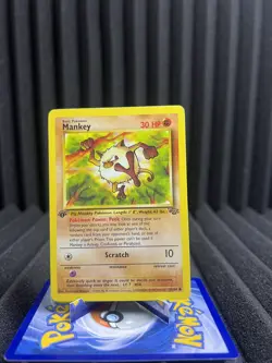 Mankey 55/64 - 1st Edition Jungle - WOTC Pokemon Card MP - Image 1