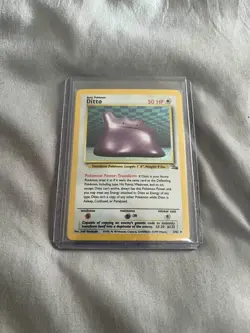 USED Nintedno Pokemon TCG Ditto Fossil, Holo Unlimited Rare Card 3/62 WOTC TCG - Image 1