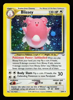 Blissey 2/64 Holo Rare Neo Revelation Pokemon Card - Image 1